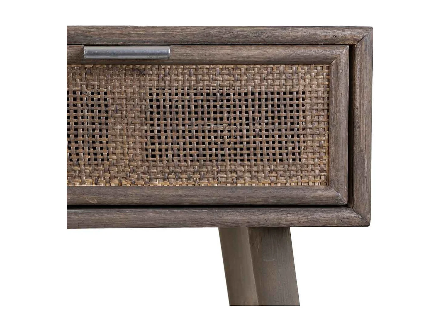 Mobile da ingresso in legno e griglia in bambù con 2 cassetti grigi 80x42x79h