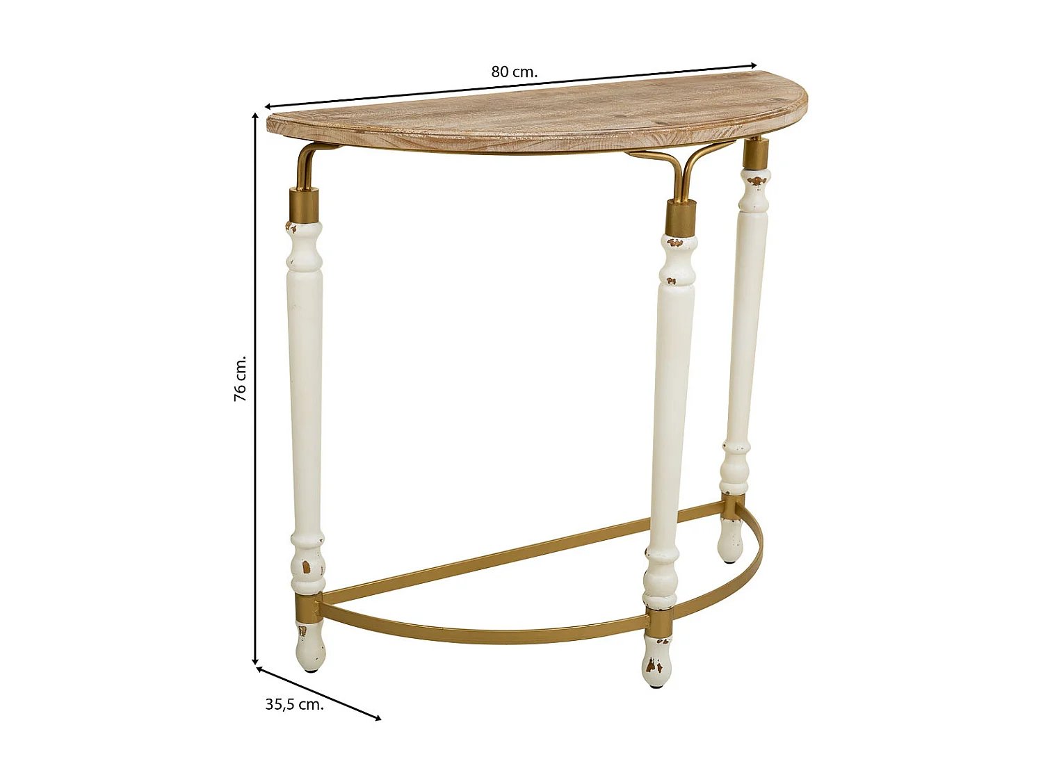 Mobile da ingresso in legno e metallo marrone 80x35,5x76