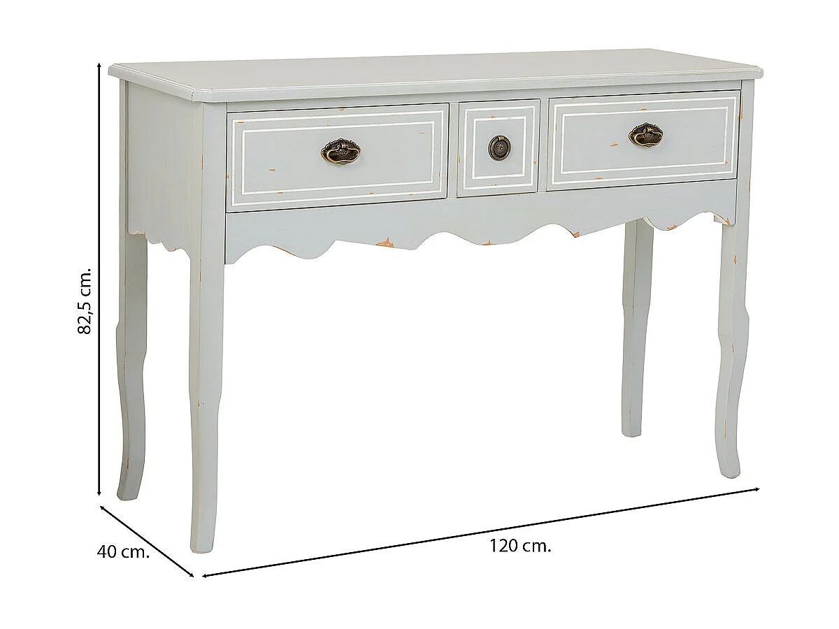 Recibidor de madera con 3 cajones 120x40x82,5h cm