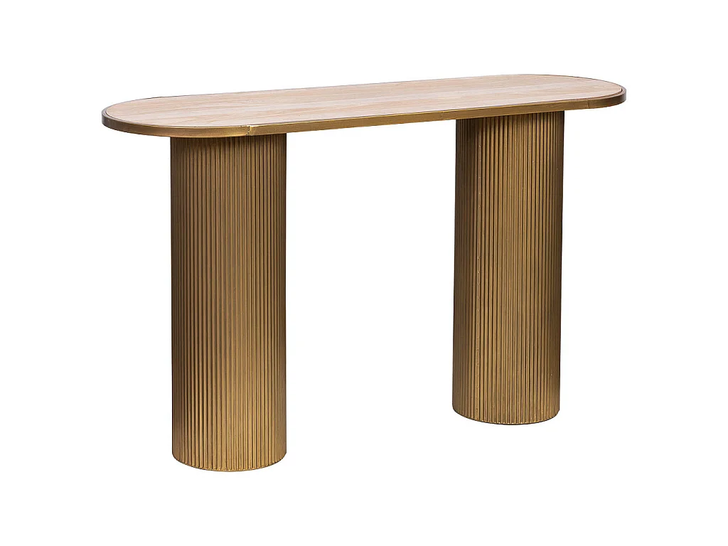 Recibidor de metal y madera 120x40x72h cm