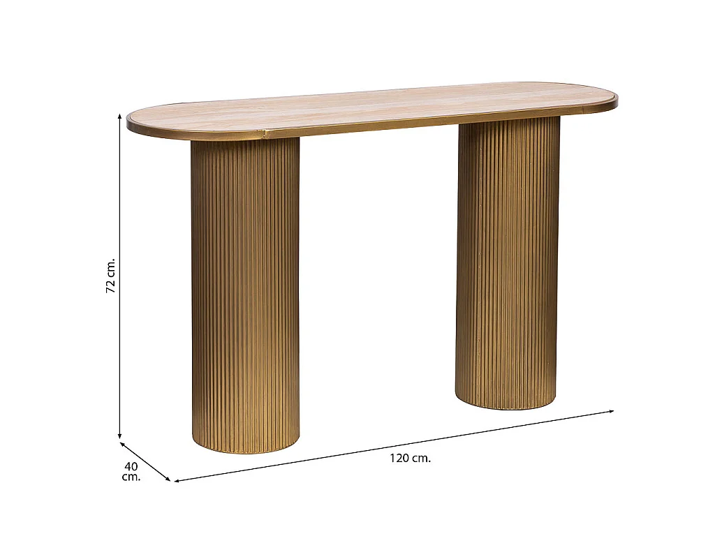 Recibidor de metal y madera 120x40x72h cm