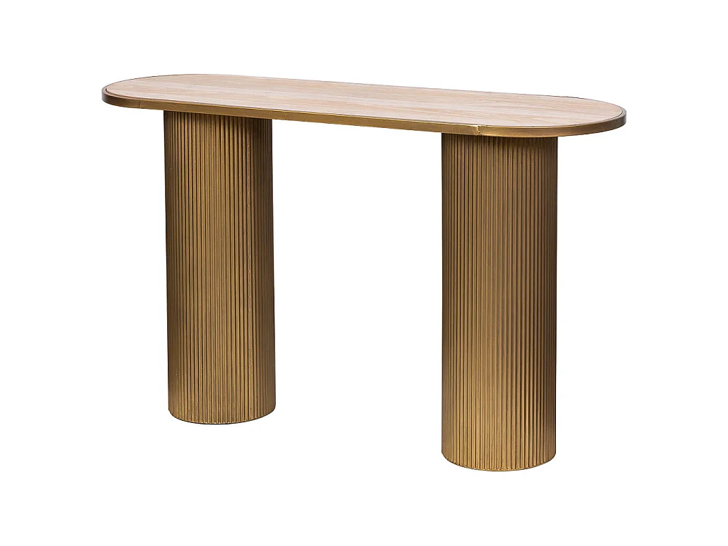 Recibidor de metal y madera 120x40x72h cm