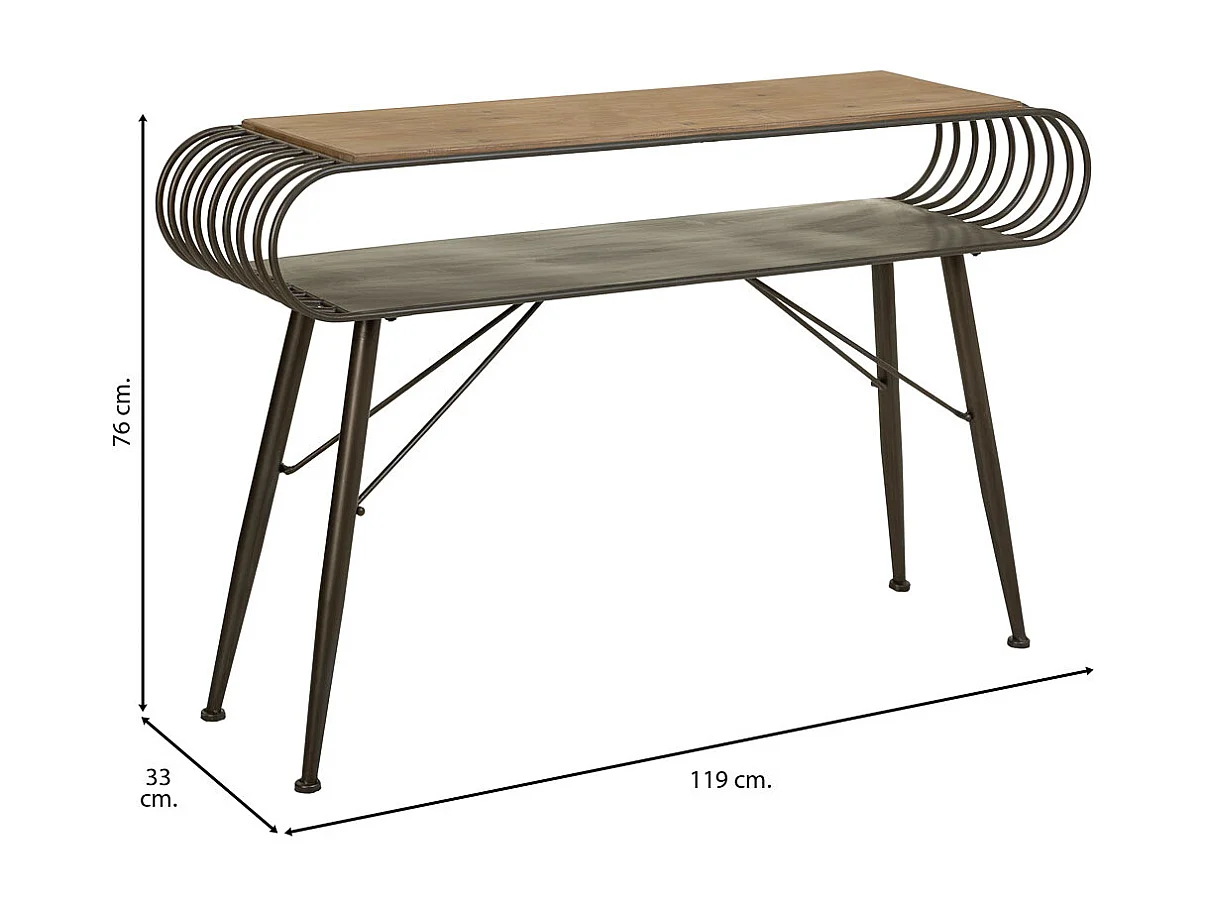 Flurtisch aus Holz und Metall braun 119x33x76