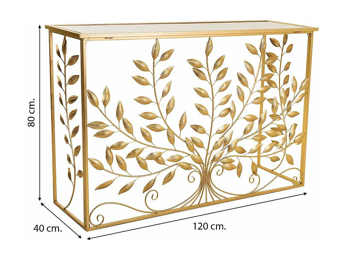 Console en métal doré 120x40x80h