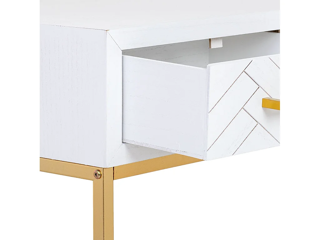 Meuble d'entrée avec deux tiroirs, bois et métal, 120x40x69h cm