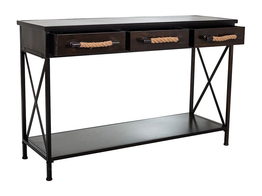 Mobile da ingresso in metallo marrone 125x42x81h