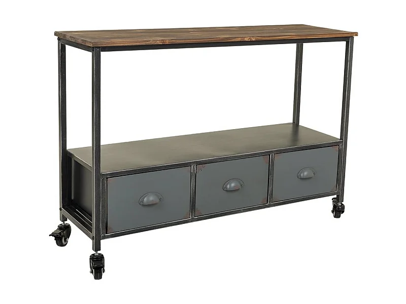 Mobile da ingresso in legno e metallo marrone 100x32x72h