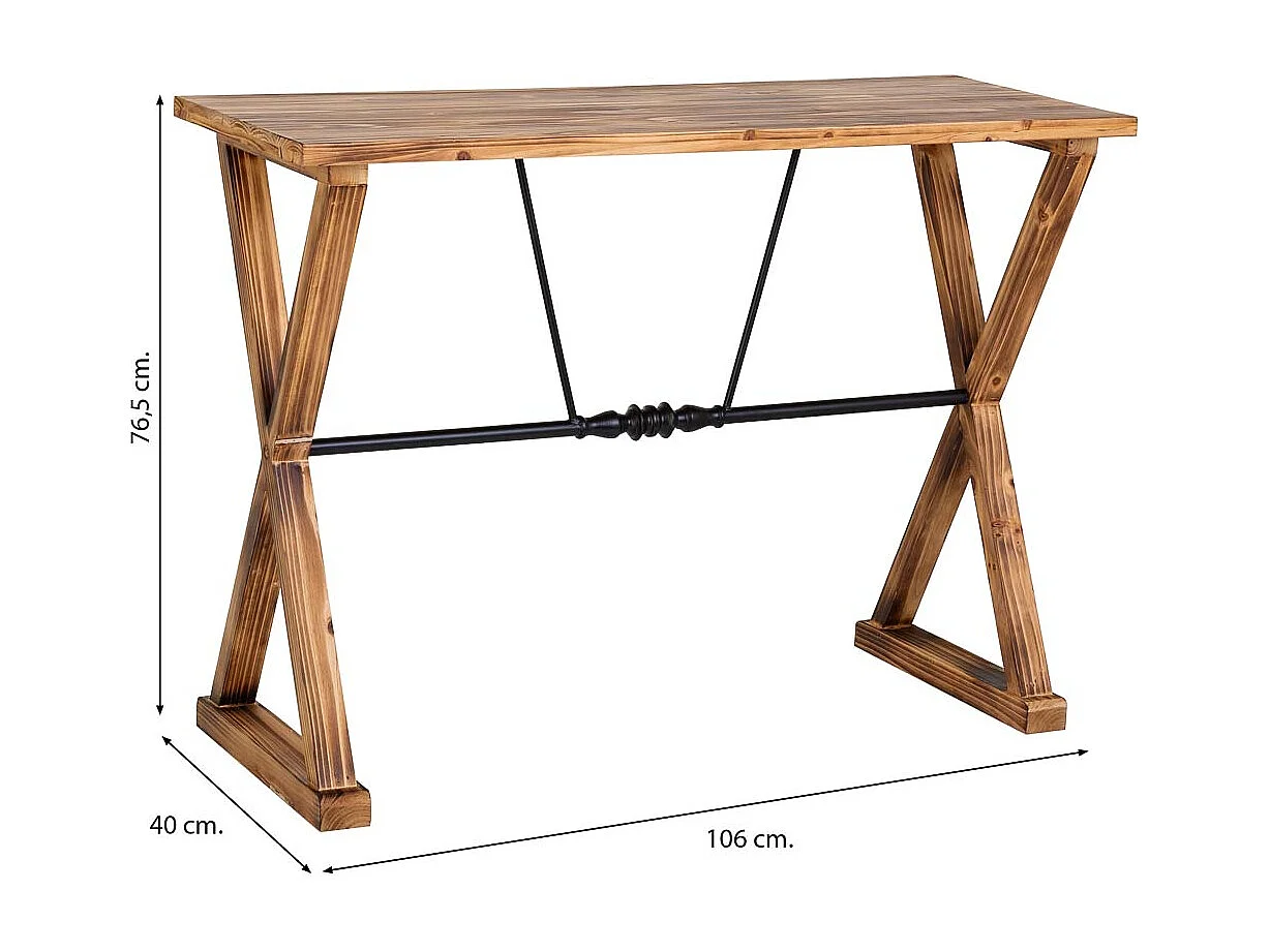 Console en bois et métal 106x40x76,5h cm