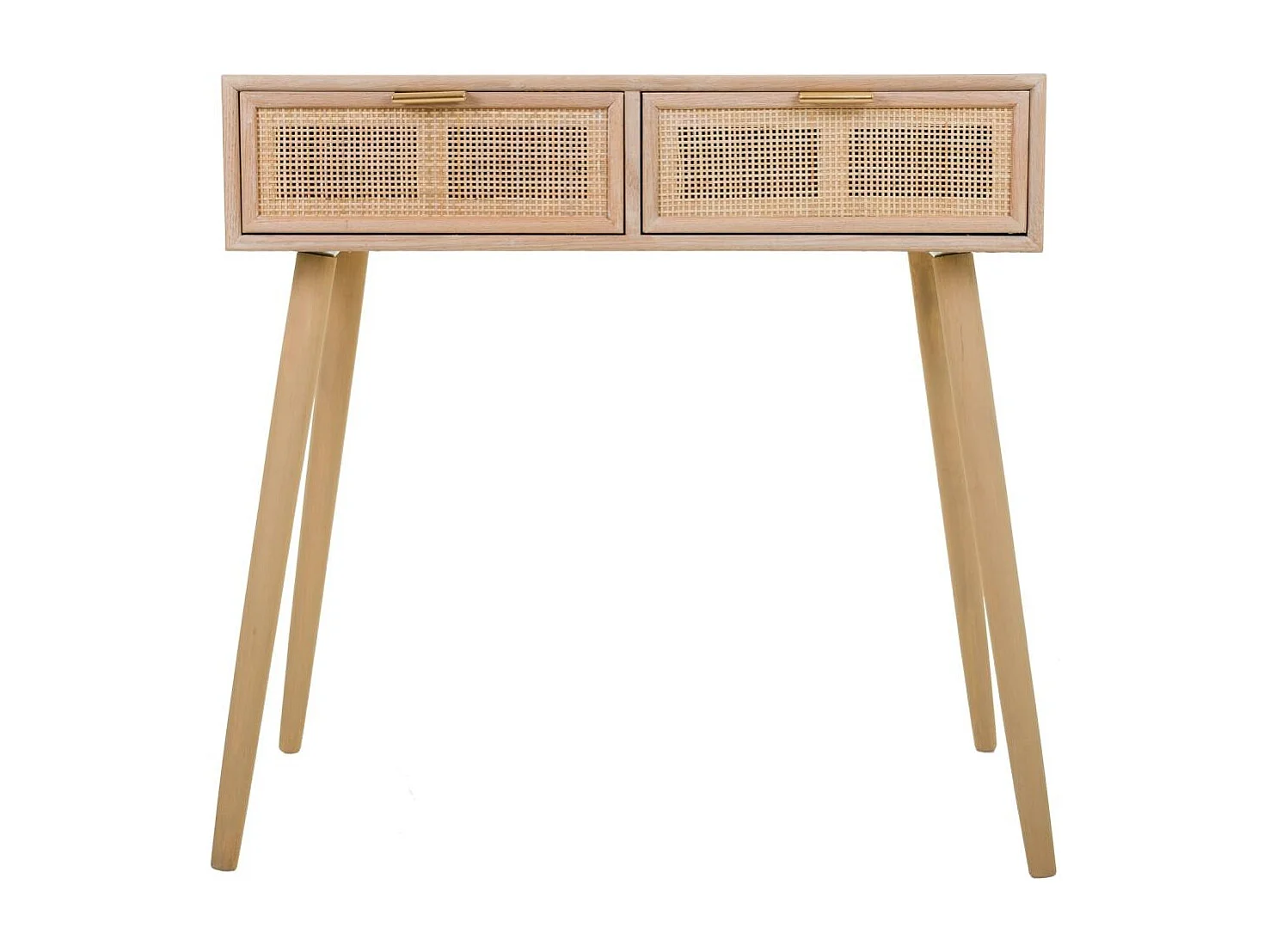 Flurtisch aus Holz und braunem Gitter, 80x42x79h cm