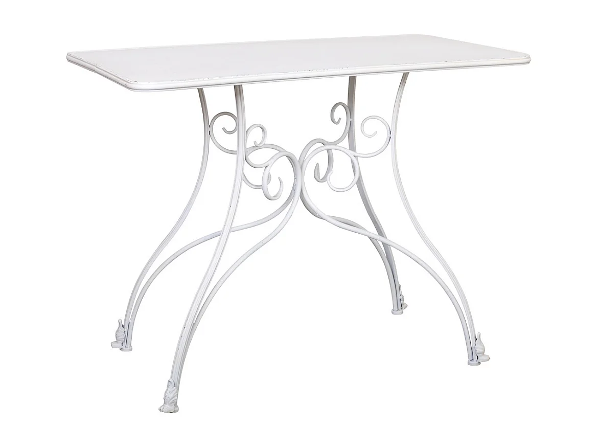 Flurtisch aus gealtertem weißem Metall 100x52x76