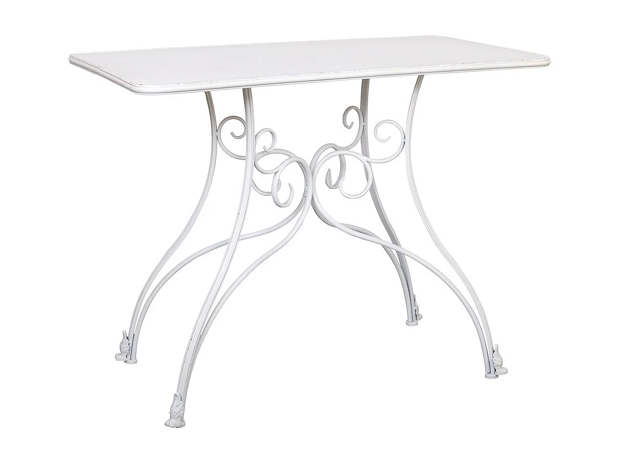 Flurtisch aus gealtertem weißem Metall 100x52x76