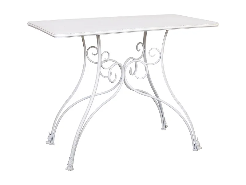 Flurtisch aus gealtertem weißem Metall 100x52x76