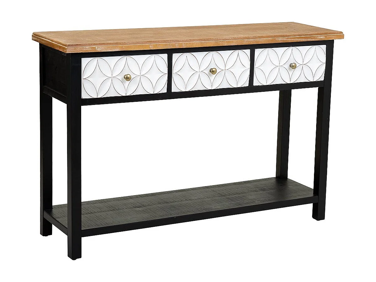 Conjunto de hall de madeira com 3 gavetas 120x40x81