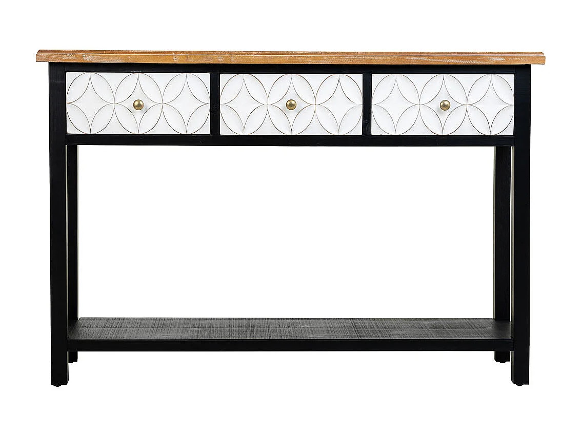 Conjunto de hall de madeira com 3 gavetas 120x40x81