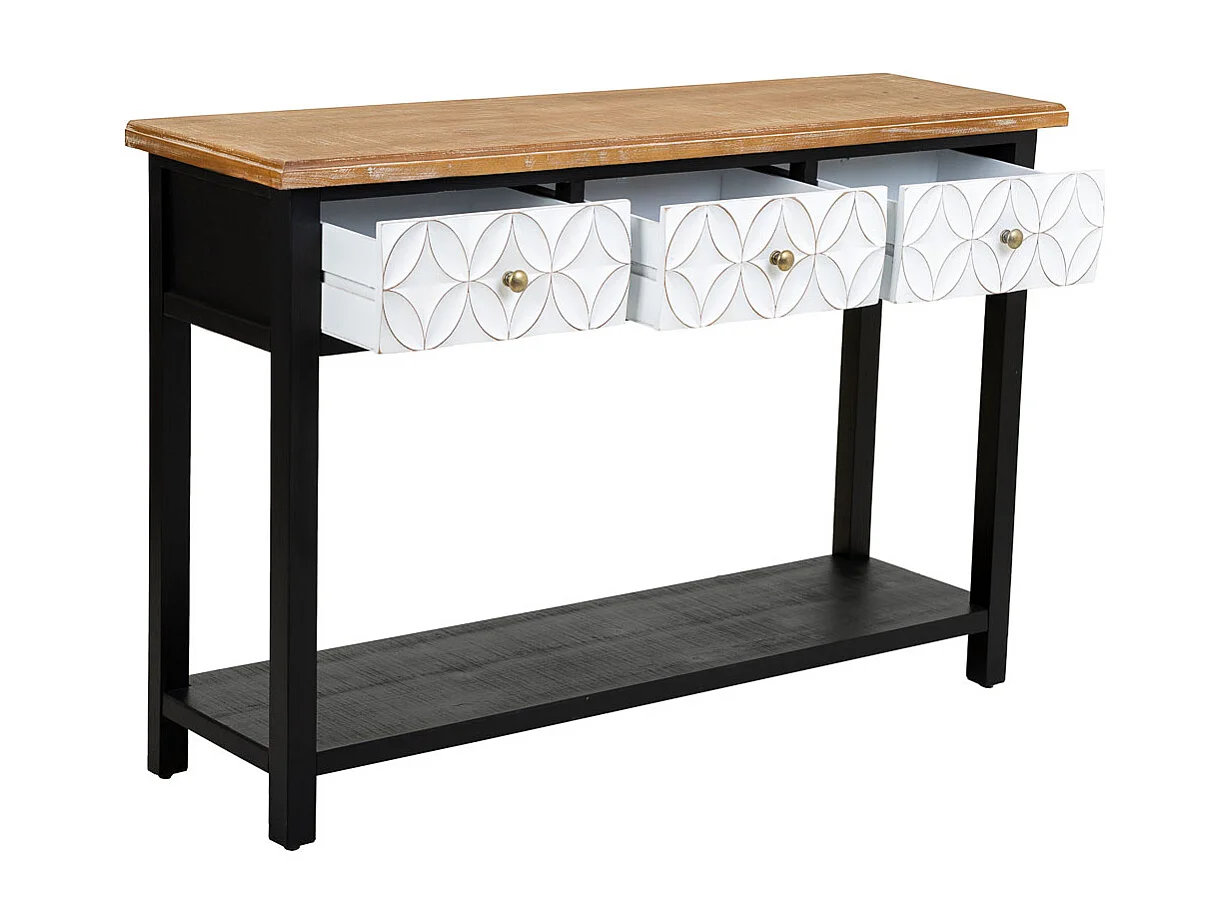 Conjunto de hall de madeira com 3 gavetas 120x40x81