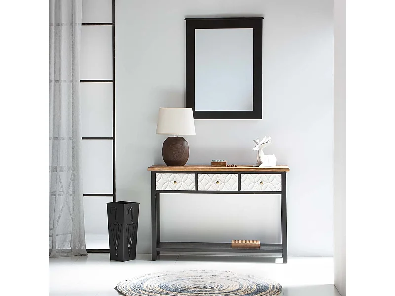 Mobile da ingresso in legno con 3 cassetti 120x40x81