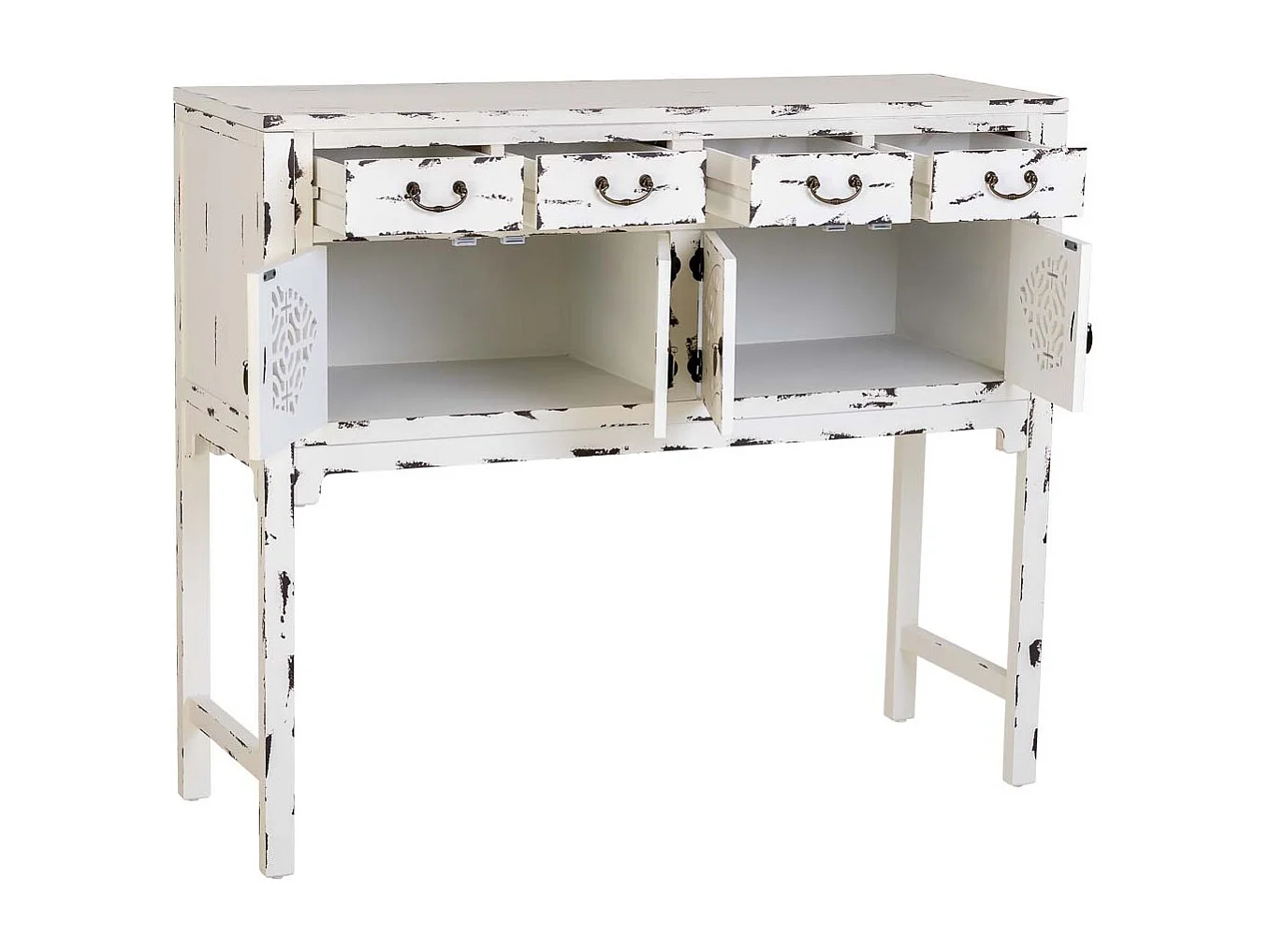 Flurkommode aus weiß lackiertem Holz, 120x40x102h cm