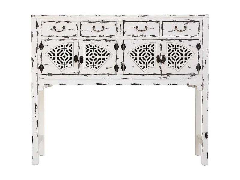 Flurkommode aus weiß lackiertem Holz, 120x40x102h cm