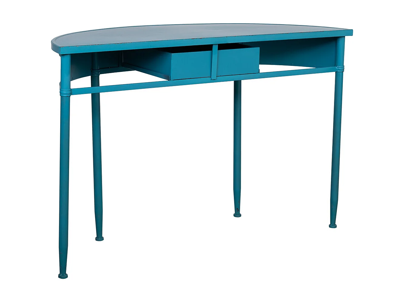 Console en métal avec 1 tiroir vieillie bleue 120x44x80