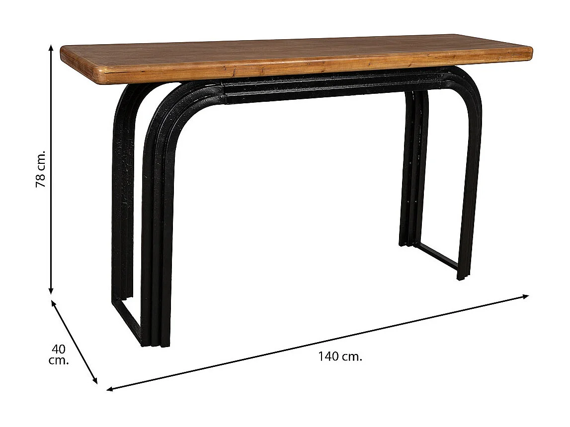 Mobile da ingresso in legno nero 140x40x78h cm