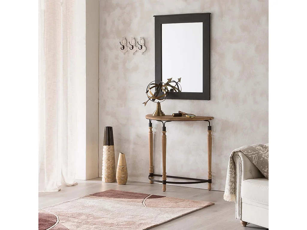 Mobile da ingresso in legno e metallo marrone 80x35,5x76h