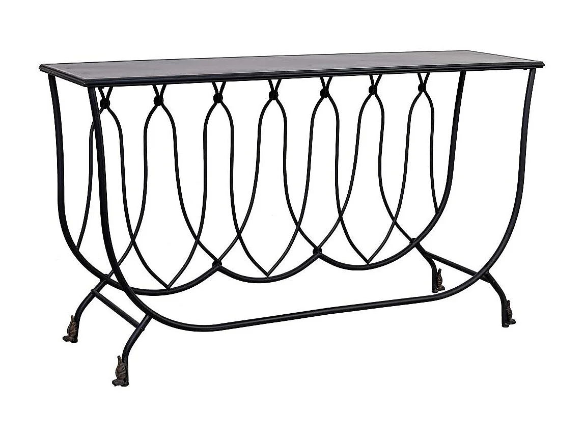 Console en métal vieilli noir 144x40x79