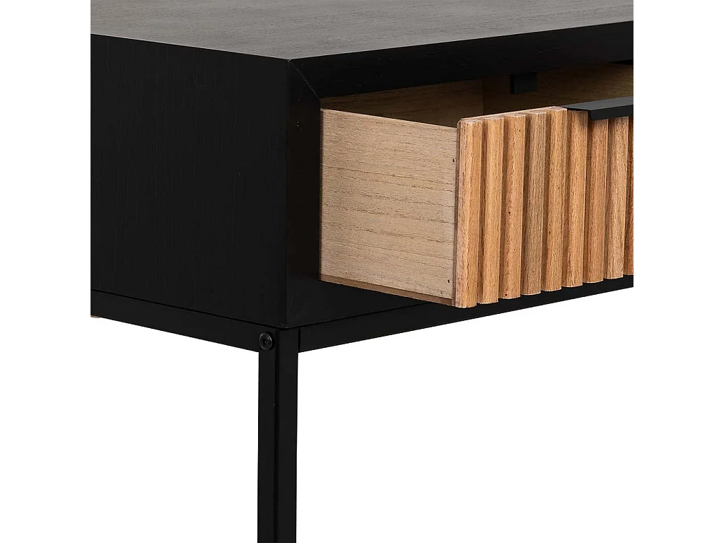 Meuble d'entrée avec deux tiroirs, bois et métal, 120x40x69h cm