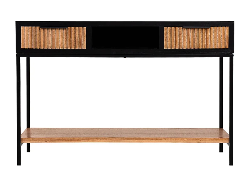 Meuble d'entrée avec deux tiroirs, bois et métal, 120x40x69h cm