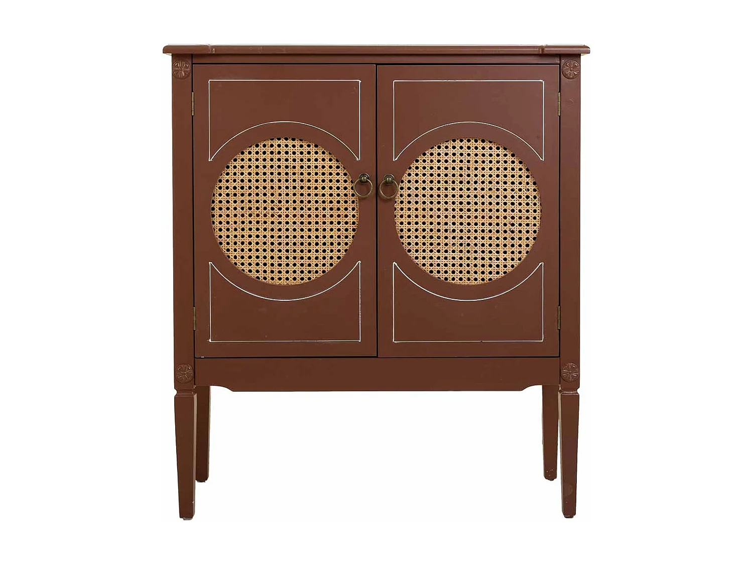 Braune Halle aus Holz und Rattan, 80x38x90h cm