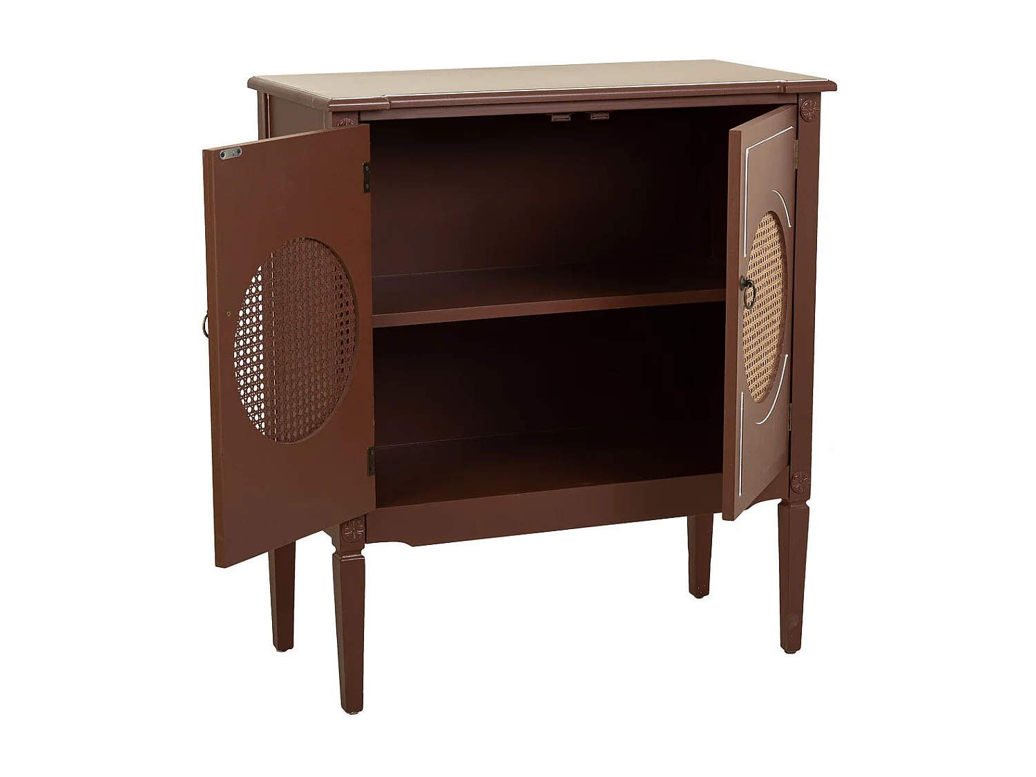 Recibidor de madera y ratán marrón 80x38x90