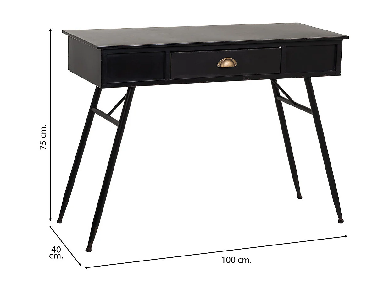Console en métal noir 100x40x75h