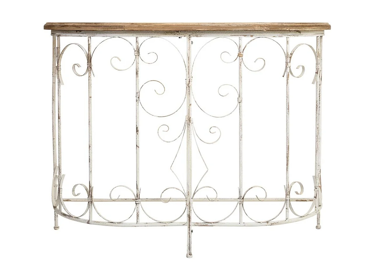 Flurtisch aus Holz und Metall mit gealterter Oberfläche 109x35x81