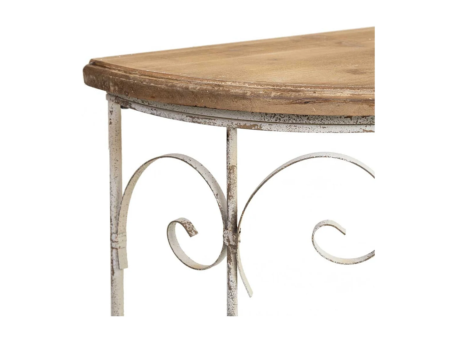 Flurtisch aus Holz und Metall mit gealterter Oberfläche 109x35x81