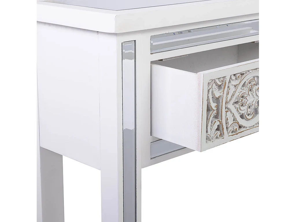 Konsolentisch aus Holz und Glas mit 2 Schubladen 95x26x80