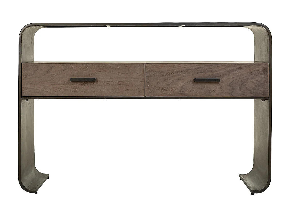 Hall em madeira e metal preto 122x37x82
