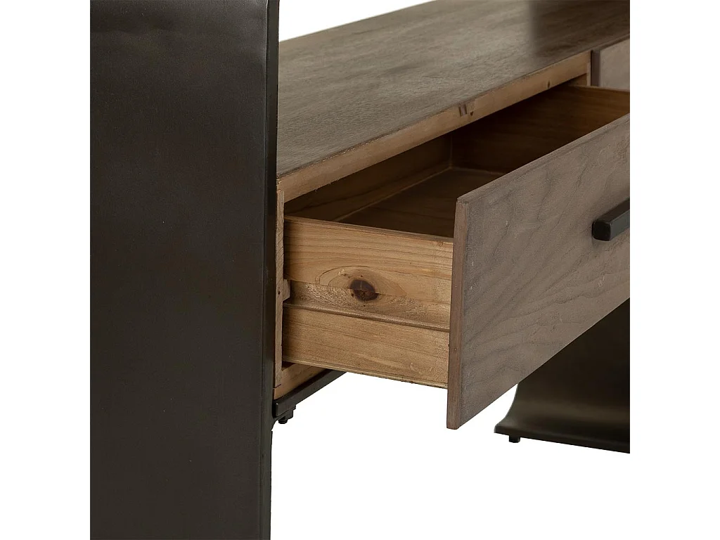 Hall em madeira e metal preto 122x37x82