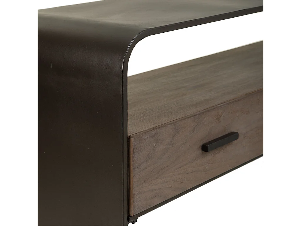 Hall em madeira e metal preto 122x37x82