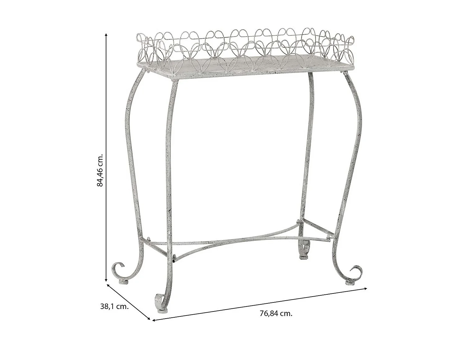Meuble d'entrée en métal 76,84x38,1x84,46h cm