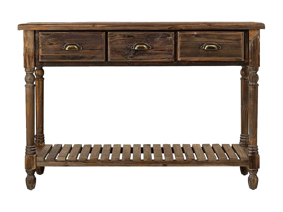 Table d'entrée en bois avec 3 tiroirs 120x38x81h cm