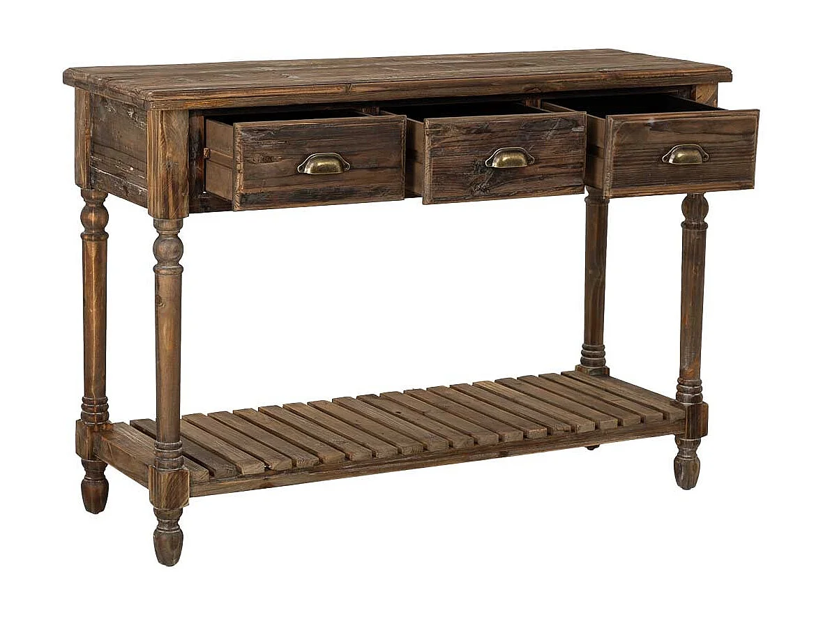 Table d'entrée en bois avec 3 tiroirs 120x38x81h cm