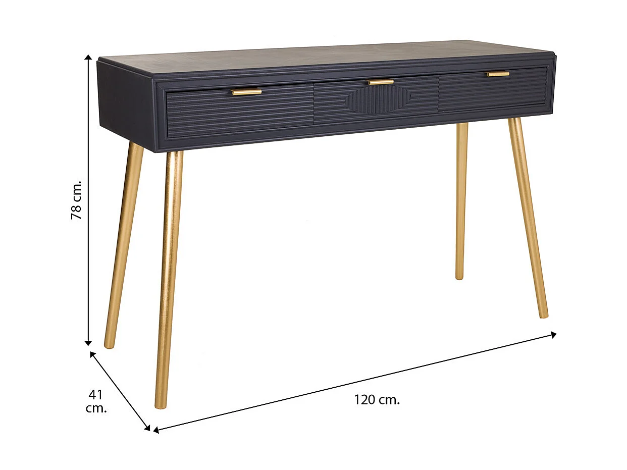Mobile da ingresso in legno grigio scuro 120x41x78h
