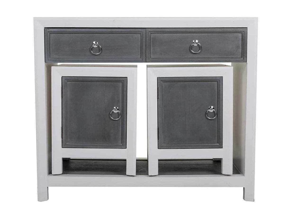 Ensemble de vestibule et deux tabourets en bois gris