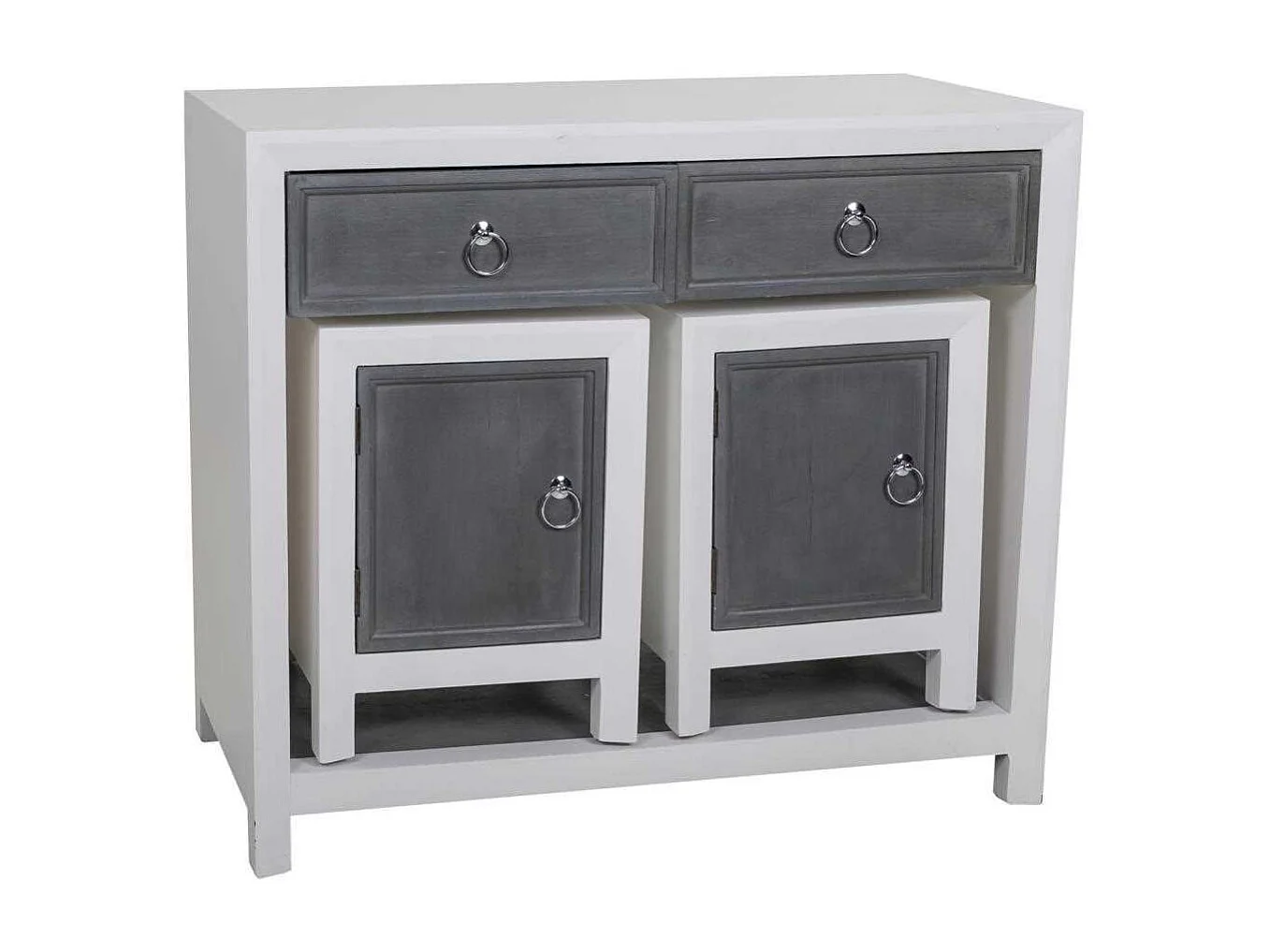 Ensemble de vestibule et deux tabourets en bois gris