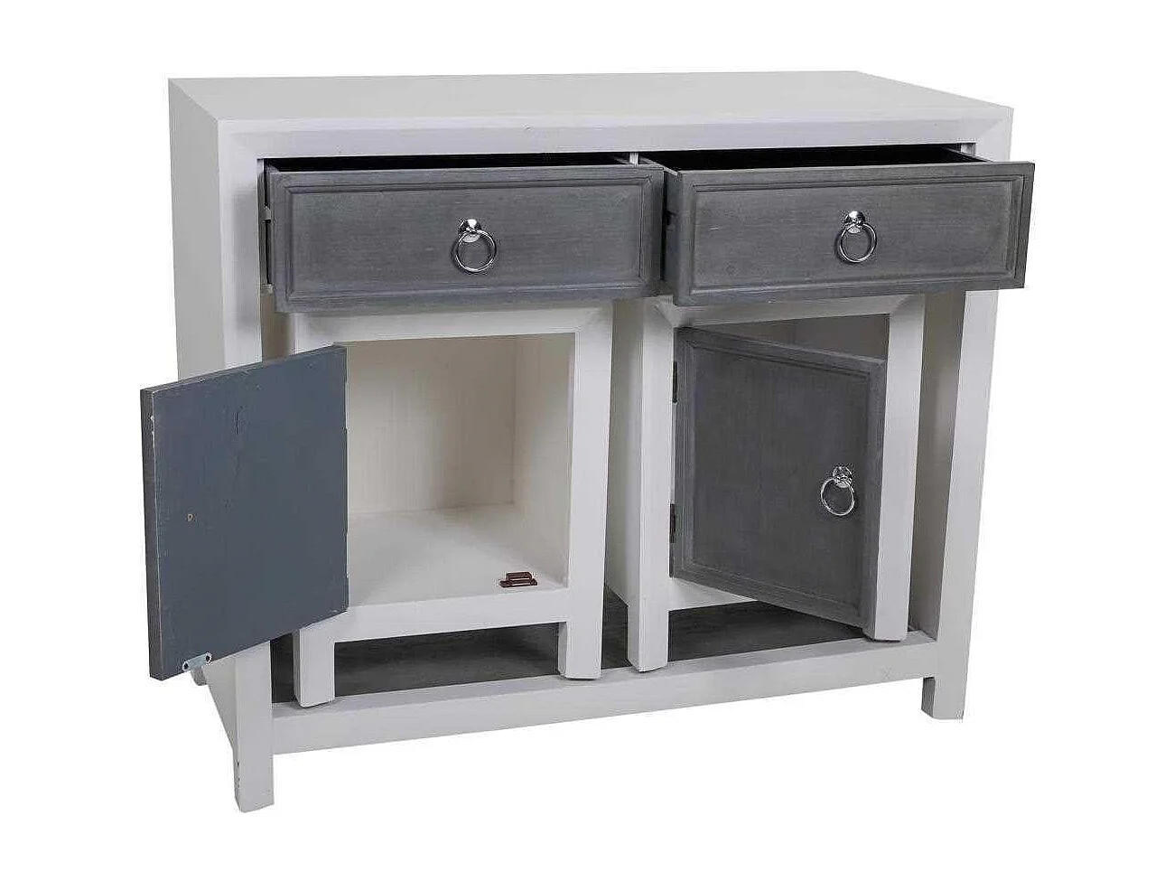 Ensemble de vestibule et deux tabourets en bois gris