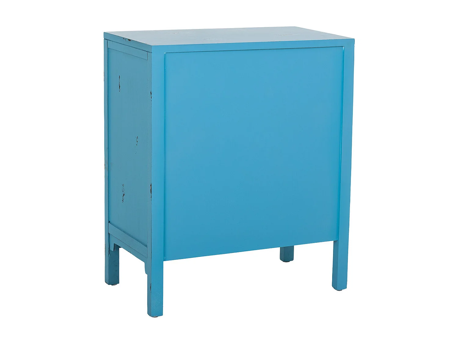 Table d'entrée en bois avec 2 tiroirs et 2 portes en bleu 66x36x78h cm