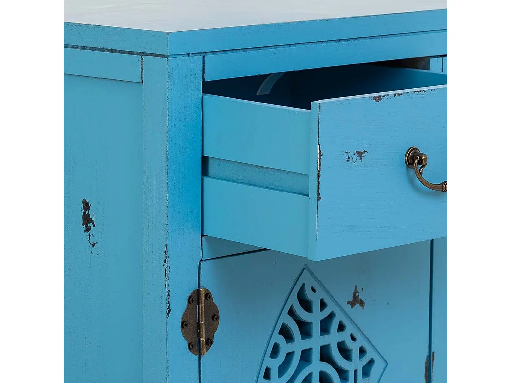 Recibidor de madera azul 66x36x78h cm