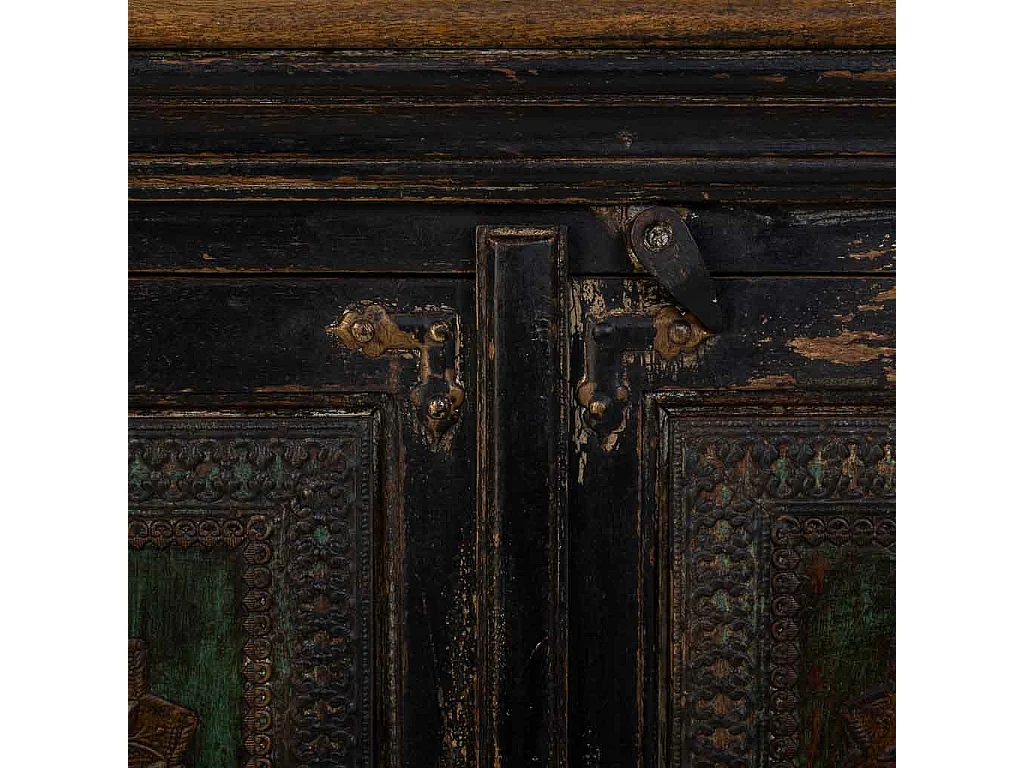 Recibidor de madera,cristal y metal acabado artesanal marron 90x40x90