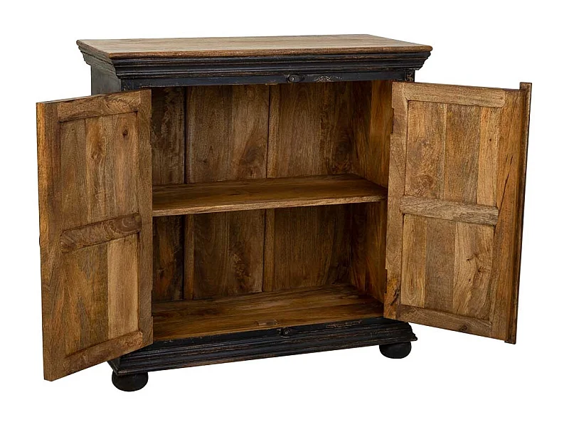 Hall d'entrée en bois, verre et métal fait main avec 2 portes marron 90x40x90