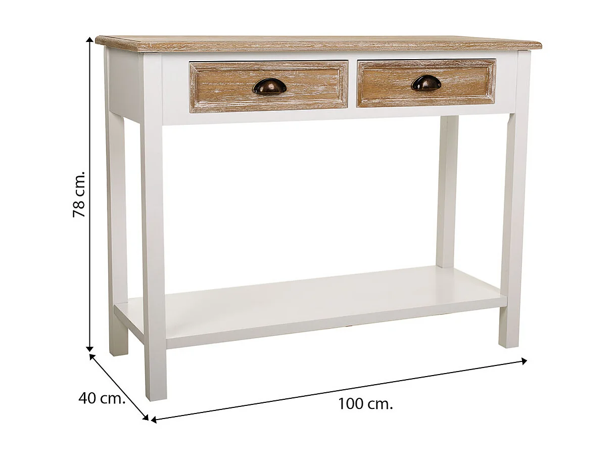 Meuble d'entrée en bois blanc 100x40x78h