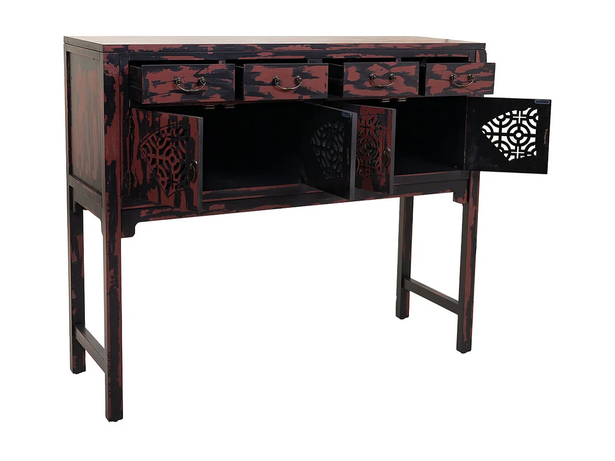 Mobile da ingresso in legno rosso 120x40x102h